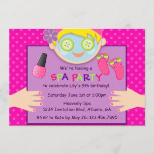 Cute Spa Birthday Party Kaart