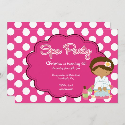 Cute Spa Day Birthday Party Invitation Kaart (Voorkant / Achterkant)