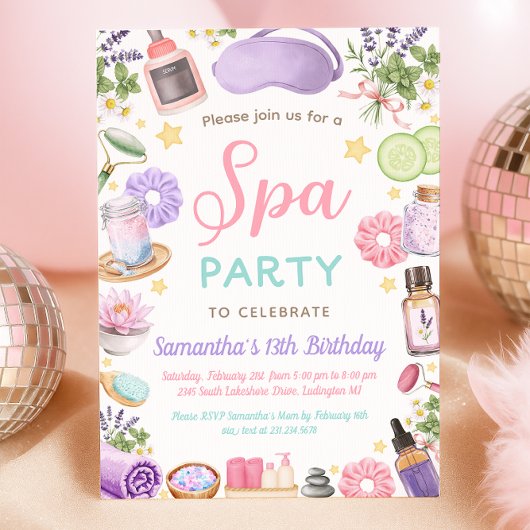 Cute Spa Pamper Party Girl Birthday Kaart