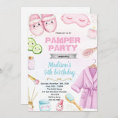 Cute spa pamper slumber party invitation (Devant / Derrière)