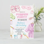 Cute spa pamper slumber party invitation kaart (Staand voorkant)