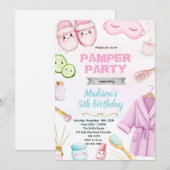Cute spa pamper slumber party invitation kaart (Voorkant / Achterkant)