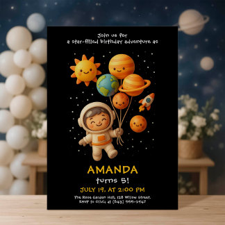 Cute Space Astronaut Birthday Card Kaart