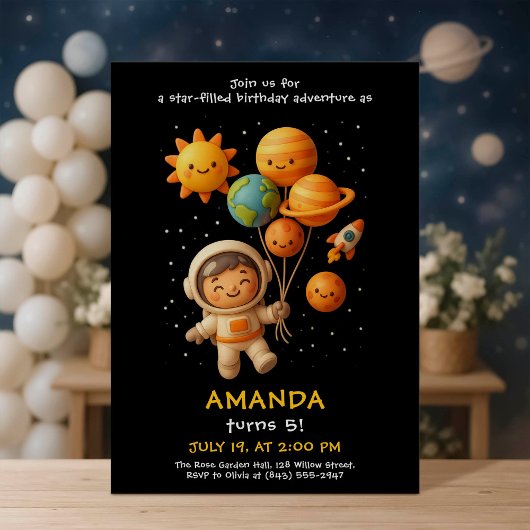 Cute Space Astronaut Birthday Card Kaart