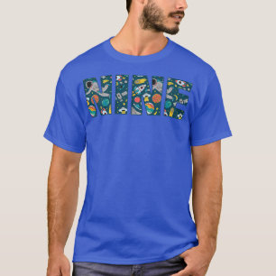 Cute Space Astronaut Pattern Nine, 9e verjaardag P T-shirt