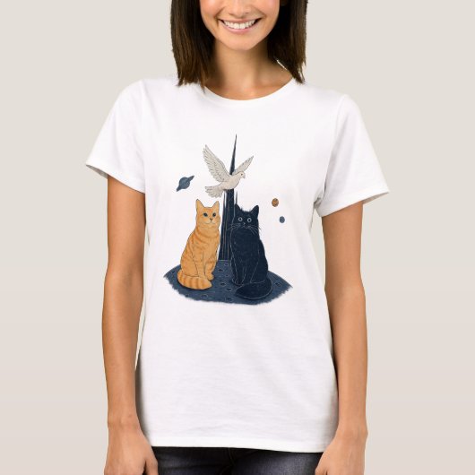 Cute Space Cat Astronaut Kitty Galaxy Lover Kawaii T-shirt (Voorkant)