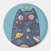 Cute Space Cat Magnet Magneet (Voorkant)