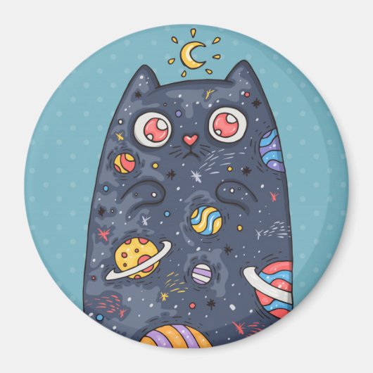 Cute Space Cat Magnet Magneet (Voorkant)