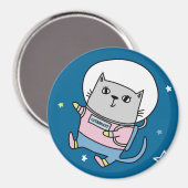 Cute Space Cat Magnet Magneet (Voorkant / Achterkant)