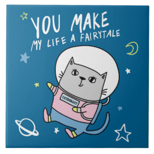 Cute Space Cat Tegeltje