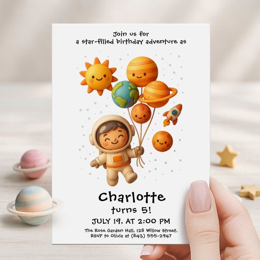 Cute Space Explorer Birthday Card Kaart