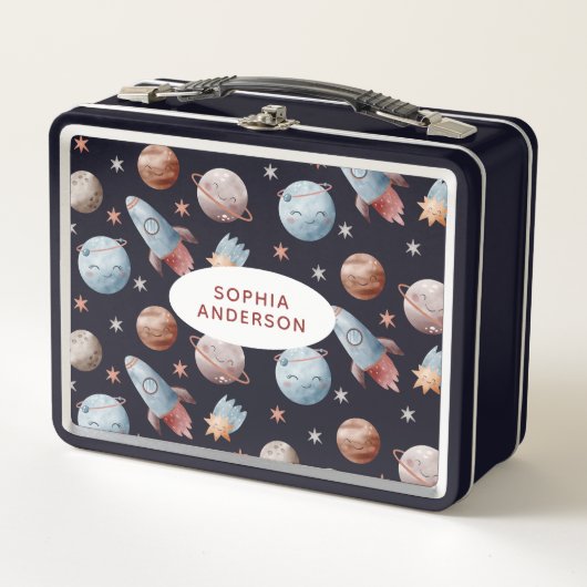 Cute Space Pattered Metal Lunch Box (Voorkant)