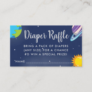 Cute Space Planet Galaxy Baby shower Diaper Raffle Informatiekaartje