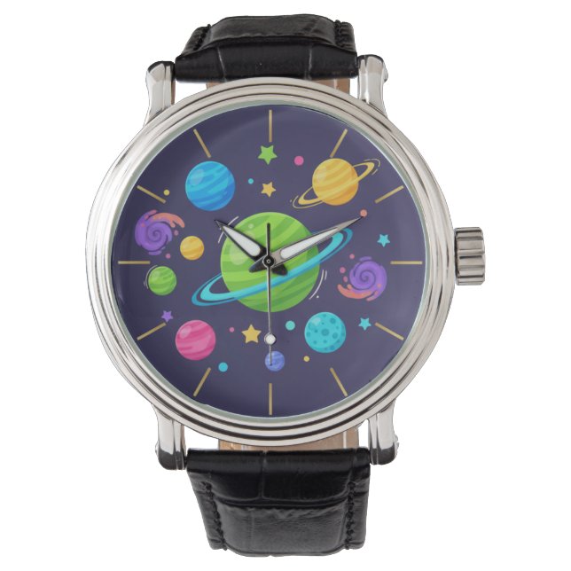 Cute Space Planets Watch Horloge (Voorkant)