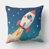 Cute space rocket blasting off kussen (Achterkant)