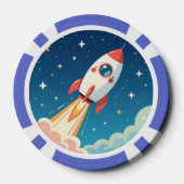 Cute space rocket blasting off poker chips (Achterkant)