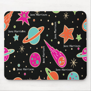 Cute Space Rocket Pattern Name Persoonlijk Muismat