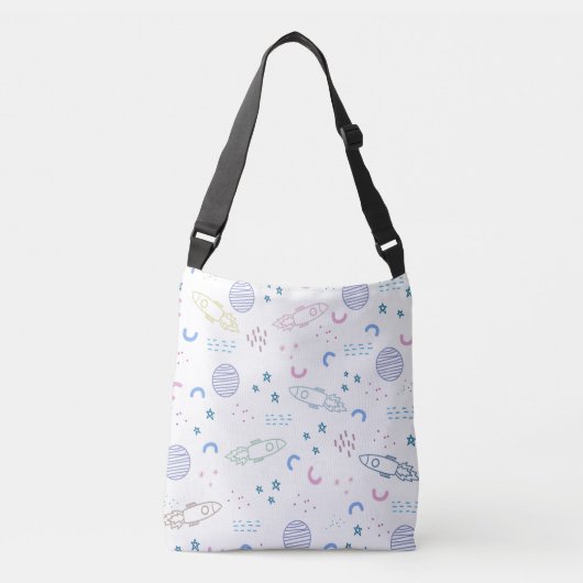 Cute Space Rockets Patroon | Crossbody Tas (Voorkant)