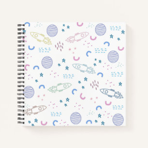 Cute Space Rockets Patroon   NOTITIEBOEK