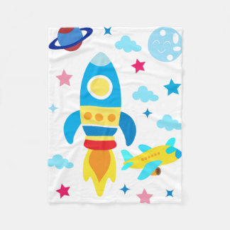 Cute Spacecraft Rocket Ships Pattern Fleece Deken