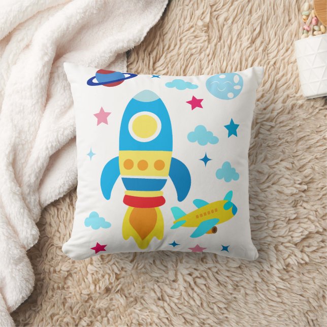 Cute Spacecraft Rocket Ships Pattern Kussen (Deken)