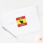 Cute Spain Bull, Sun & Flag Vierkante Sticker (Envelop)