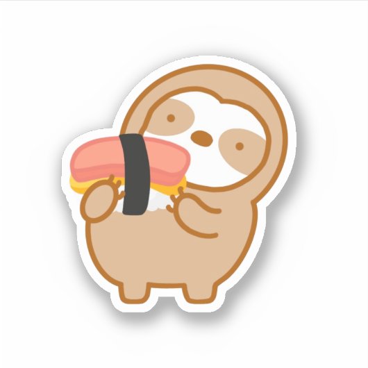 Cute Spam Musubi Sloth Sticker (Voorkant)