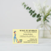 Cute Sparkle Cartoon Maid Cleaning Services Visitekaartje (Staand voorkant)