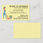 Cute Sparkle Cartoon Maid Cleaning Services Visitekaartje (Voorkant / Achterkant)