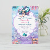 Cute Sparkle Mermaid Invitation d'anniversaire (Debout devant)