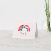 Cute Sparkly Sequin Rainbow Birthday Party Bedankkaart (Voorkant)