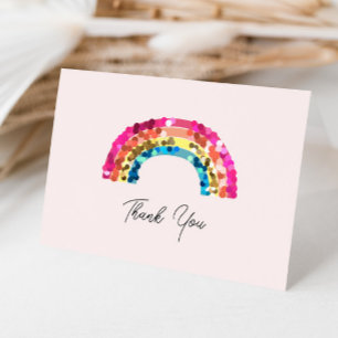 Cute Sparkly Sequin Rainbow Birthday Party Bedankkaart