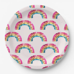Cute Sparkly Sequin Rainbow Birthday Party Papieren Bordje