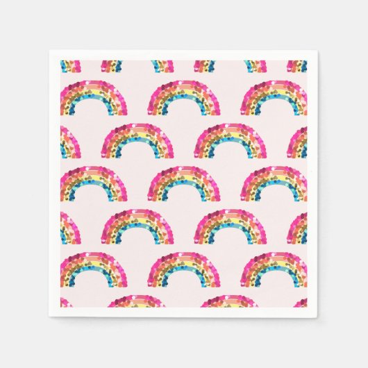 Cute Sparkly Sequin Rainbow Birthday Party Servet (Voorkant)