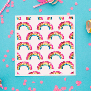 Cute Sparkly Sequin Rainbow Birthday Party Servet