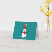Cute Sparrow op Snowman Kaart (Gele Bloem)