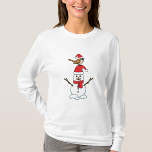 Cute Sparrow op Snowman T-shirt