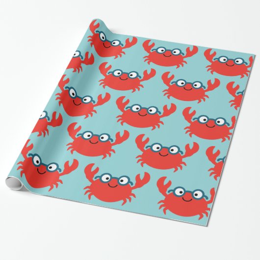 Cute Specky Crab Illustratie Cadeaupapier (Uitgerold)