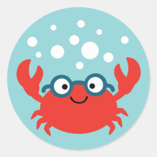 Cute Specky Crab Illustratie Ronde Sticker