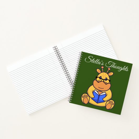 Cute Spectacted Giraffe reading book Notitieboek (Binnen)