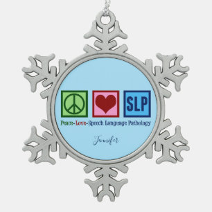 Cute Speech Language Pathology Custom Tin Sneeuwvlok Ornament