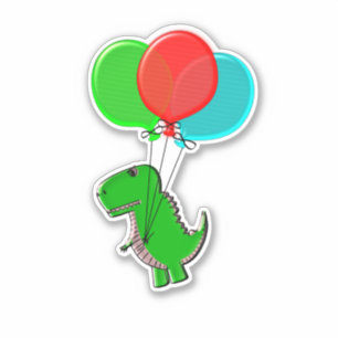 Cute Speelgoed dinosaur die vliegt met luchtballon Sticker