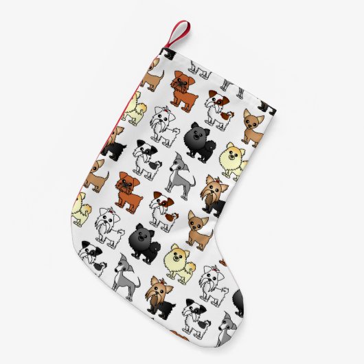 Cute Speelgoed Hondenras Pattern Kleine Kerstsok (Voorkant (Hangend))