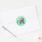 Cute speelgoed retro-olifant, kleurrijk ronde sticker (Envelop)