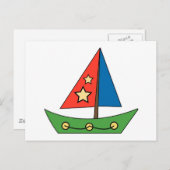 Cute Speelgoed Sailboot Briefkaart (Voorkant / Achterkant)
