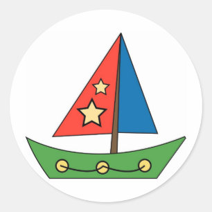 Cute Speelgoed Sailboot Ronde Sticker