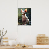 Cute Sphynx Art Chat Imprimer Poster (Cuisine)