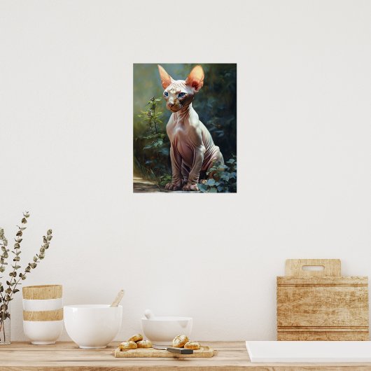 Cute Sphynx Art Chat Imprimer Poster (Cuisine)