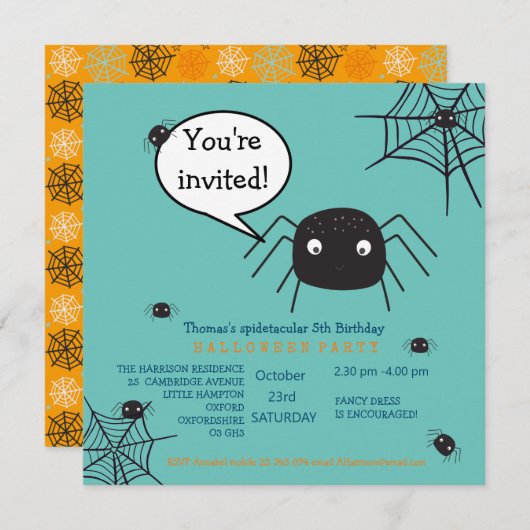 Cute Spider Birthday/Halloween Child (Voorkant / Achterkant)