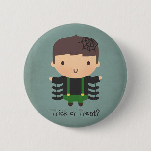 Cute Spider Boy Costume Halloween Button